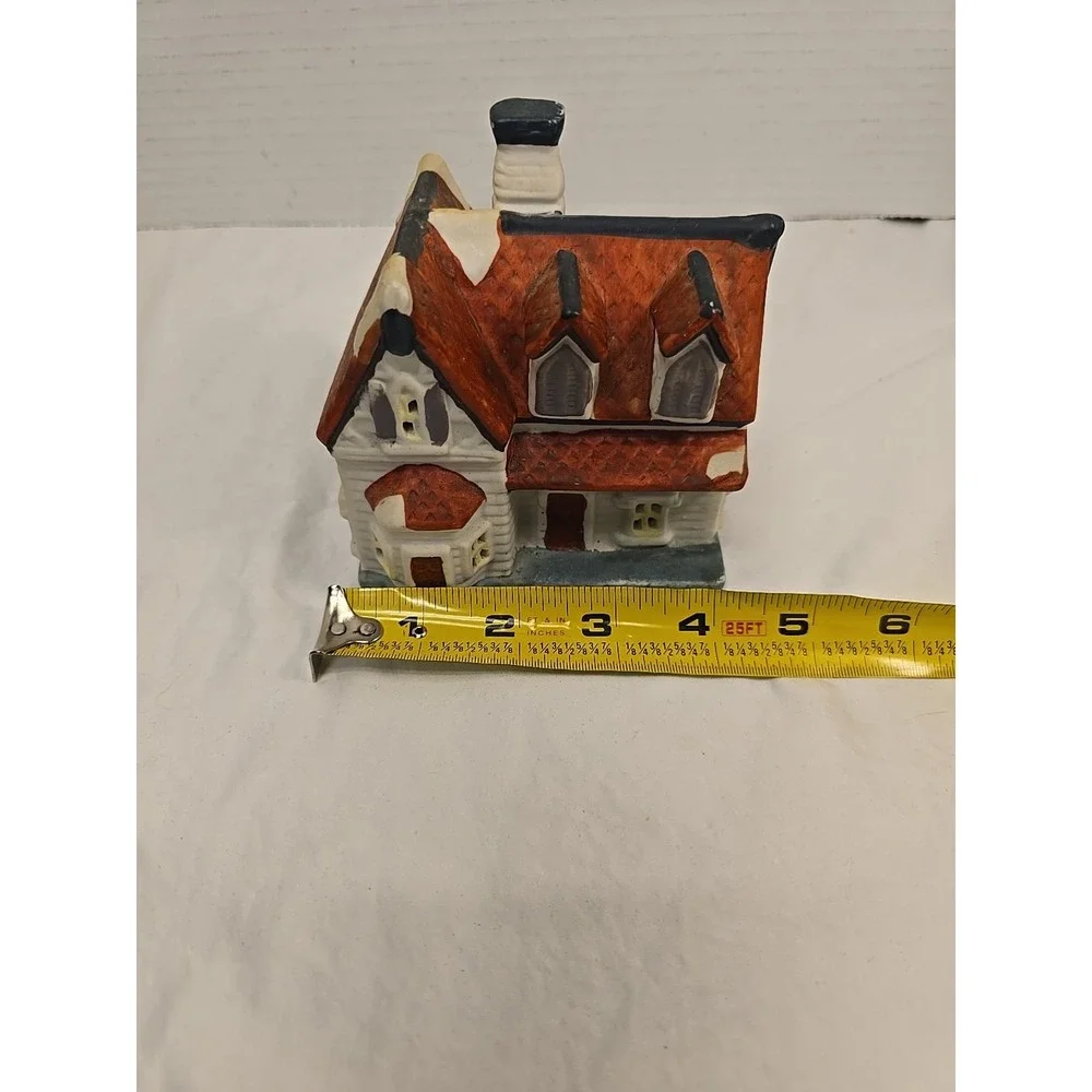 1995‎ Santa's Best Village Victorian Ceramic House RED ROOF Christmas Village